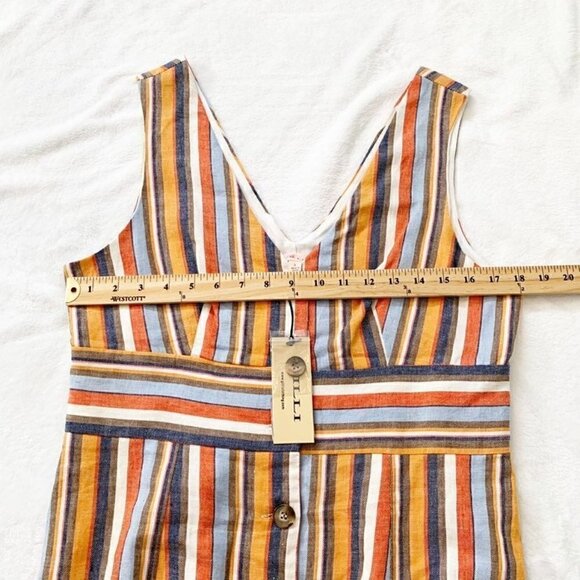 NEW Gilli linen blend bold striped dual v-neck sleeveless‎ fitted lined dress - Picture 8 of 10